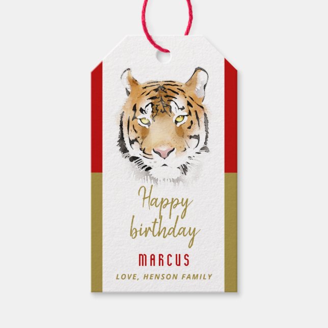 Étiquettes-cadeau Tiger Tiger Tiger Tirage Joyeux Anniversaire (Devant)