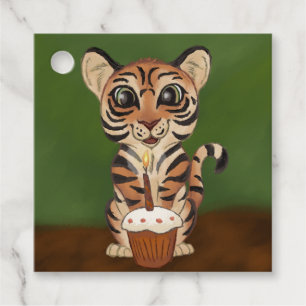 Étiquettes Cadeau Tigre d'anniversaire