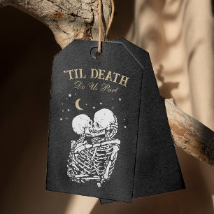 Étiquettes-cadeau Til Death Skeleton Goth Registre Mariage QR Code