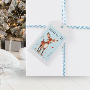 Étiquettes-cadeau Timbre vintage Kitsch Reindee Rétro Nom Noël
