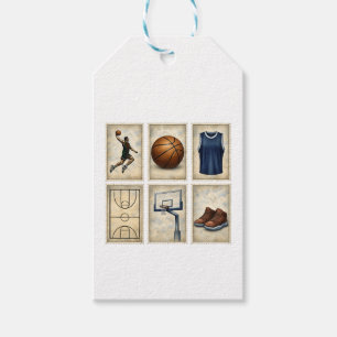 Étiquettes-cadeau Timbres de basket-ball vintage Collection de sport