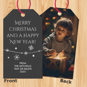 Étiquettes-cadeau Timeless - Grayish Black Christmas Photo Tags