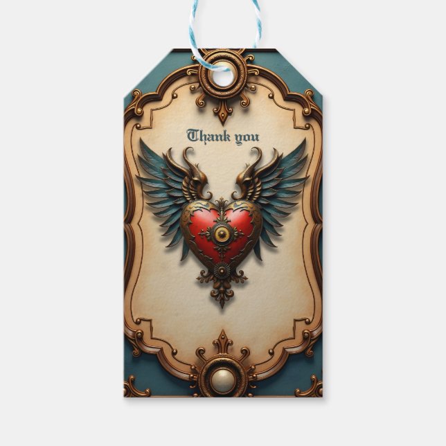 Étiquettes-cadeau Timeless love, surreal elegance in steampunk style (Devant)