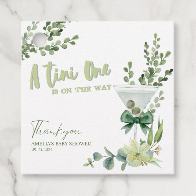 Étiquettes Cadeau Tini est sur le chemin du baby shower neutre pour  (Devant)