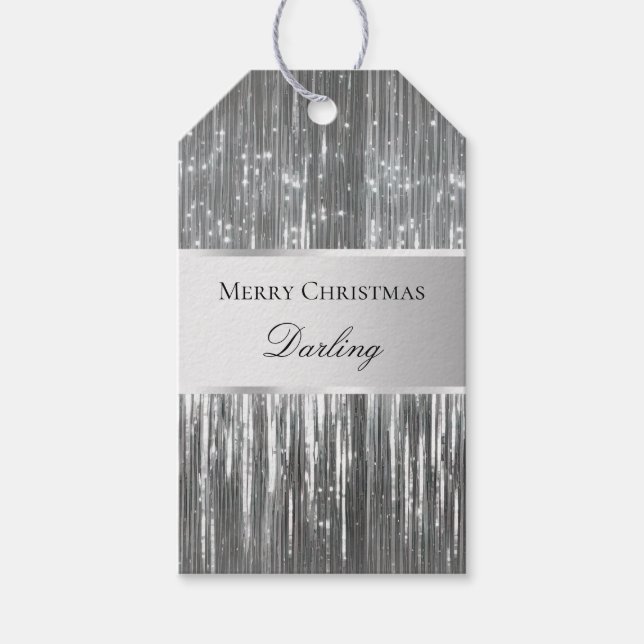 Étiquettes-cadeau Tinsel de Glam Argent (Devant)