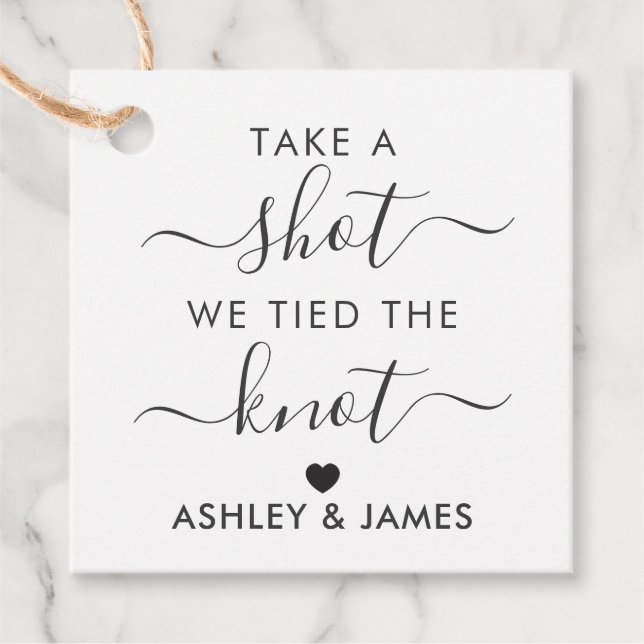 Étiquettes Cadeau Tirer un coup Nous avons lié le noeud Mariage étiq (Devant)
