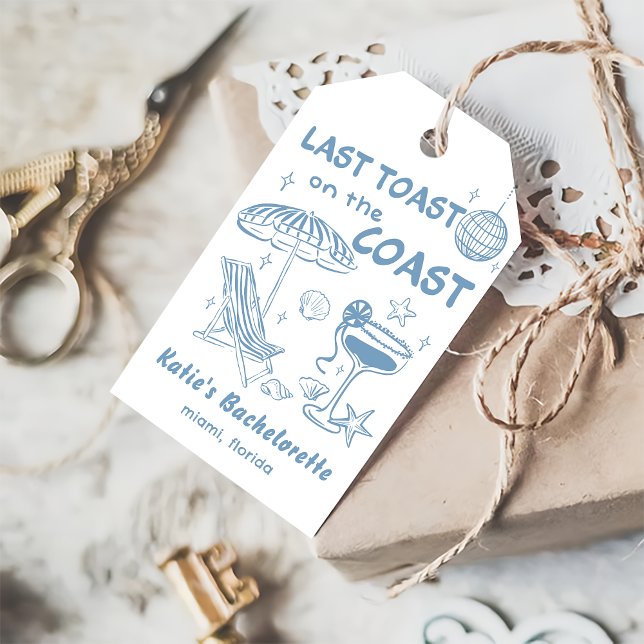 Étiquettes-cadeau Toast Dernier Whimsical sur la Bachelorette Côte (Créateur téléchargé)