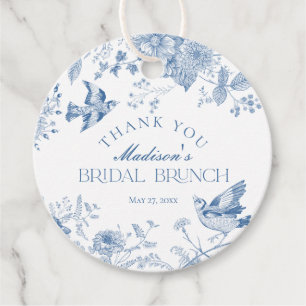 Étiquettes Cadeau Toile De Jouy Bleue Vintage Brunch Floral de Marié