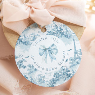 Étiquettes Cadeau Toile de Jouy Bonjour Bebe Merci