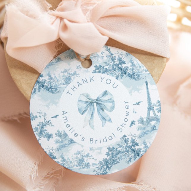 Étiquettes Cadeau Toile de Jouy Merci de douche nuptiale Paris (Créateur téléchargé)