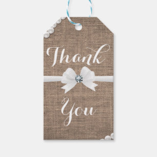 Étiquettes-cadeau Toile de jute et perles Cadeau de fête de mariage