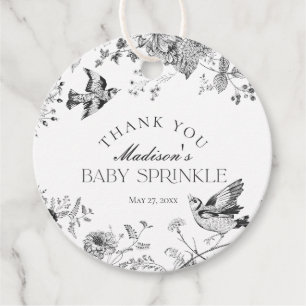 Étiquettes Cadeau Toile noire Vintage Floral Baby Sprinkle Favoriser
