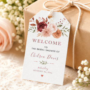 Étiquettes-cadeau Tomber en amour Floral Rustique Bourgogne Personna