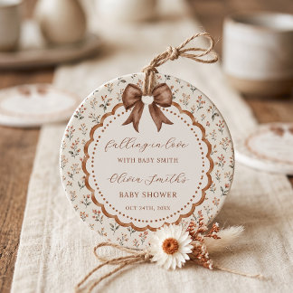 Étiquettes Cadeau Tombez Amoureux Baby Shower au Ruban Floral