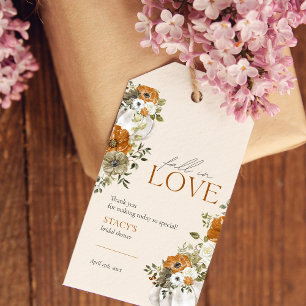 Étiquettes-cadeau Tombez amoureux de la douche de mariée Floral Oran