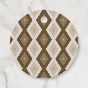 Étiquettes Cadeau Tons de motif diamant brun