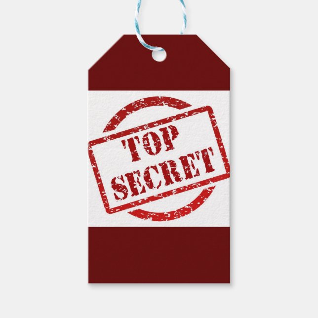 Étiquettes-cadeau Top Secret Timbre Personnalisé Balises Cadeaux (Devant)