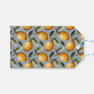 Étiquettes-cadeau Torchon à motif citron Méditerranée Citronnerie Cu