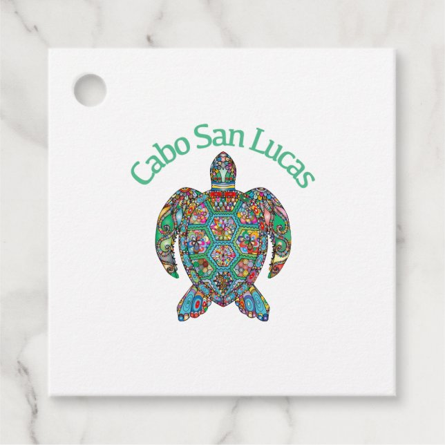 Étiquettes Cadeau Tortue tribale Cabo San Lucas (Devant)