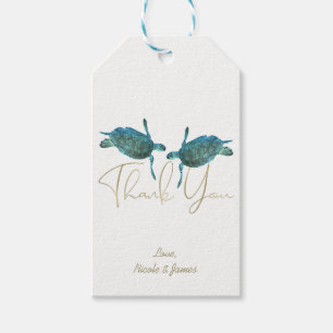 Étiquettes-cadeau Tortues de mer bleu sarcelle élégant mariage sur l