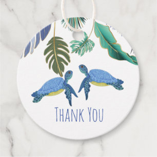 Étiquettes Cadeau Tortues de mer Mariage Bleu Jaune Faveur Tags