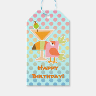 Étiquettes-cadeau Toucan Bird Martini Polka Dot Anniversaire
