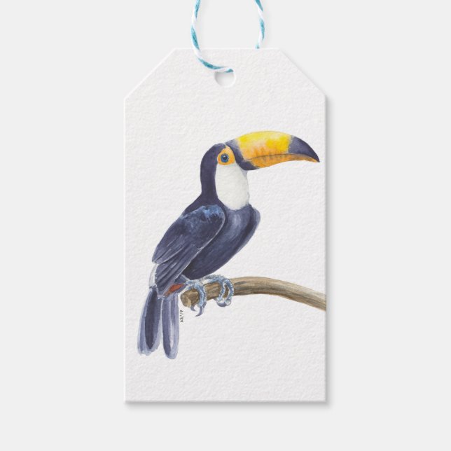 Étiquettes-cadeau Toucan, oiseau tropical (Devant)