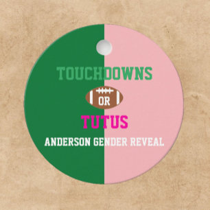 Étiquettes Cadeau Touchdowns ou Tutus Genre Reveal