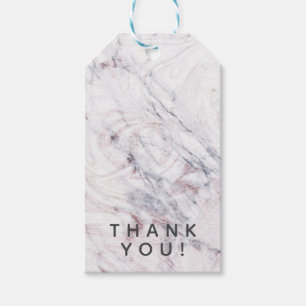 Étiquettes-cadeau Touche de marbre blanc et gris tourbillonnant Rose