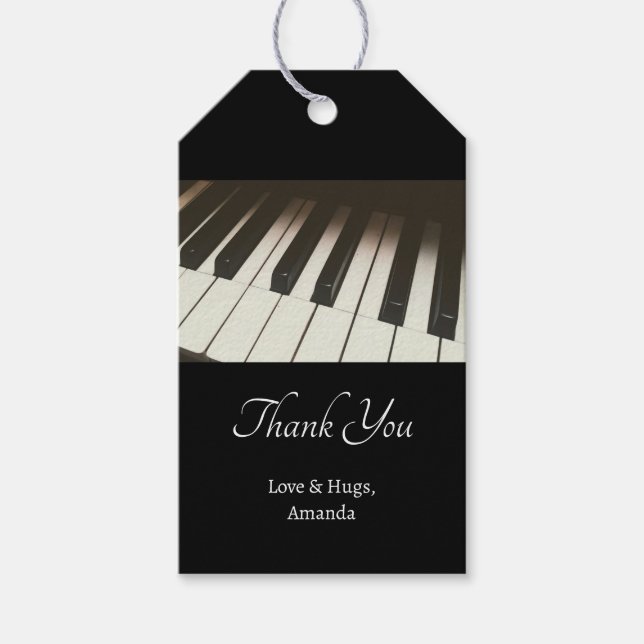 Étiquettes-cadeau Touches de piano - Photographie noir et blanc élég (Devant)