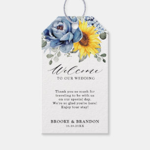 Étiquettes-cadeau Tournesol Dusty Blue Slate Peony Mariage floral
