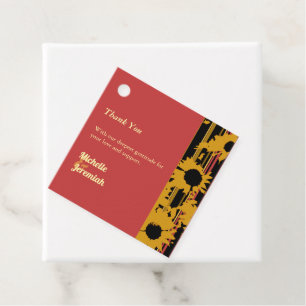 Étiquettes Cadeau Tournesol Été Or Rouge Mariage Remerciements