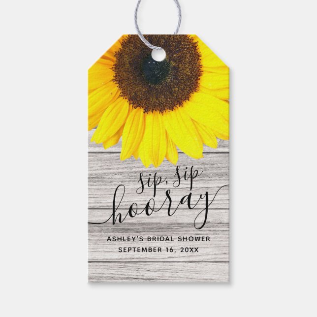Étiquettes-cadeau Tournesol rustique Sip Hooray Favoriser (Devant)