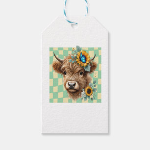 Étiquettes-cadeau Tournesol Vache Png, Jolie Vache Highland