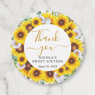 Étiquettes Cadeau Tournesols Aquarelle Sweet Sixteen