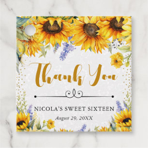 Étiquettes Cadeau Tournesols et lupins à l'aquarelle pour un Sweet S