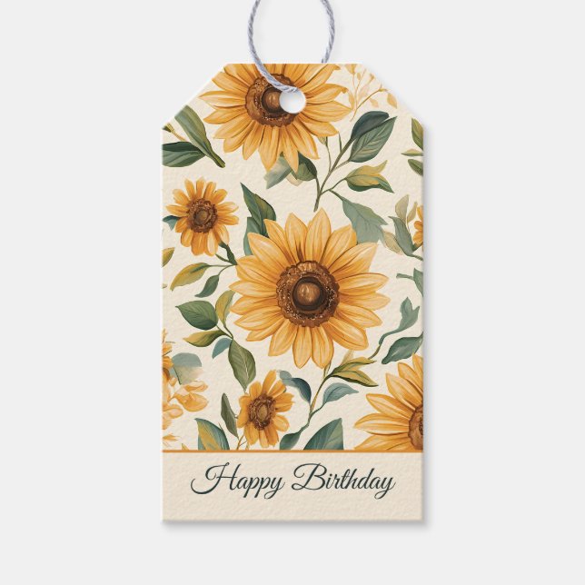 Étiquettes-cadeau Tournesols floraux jaunes  (Devant)