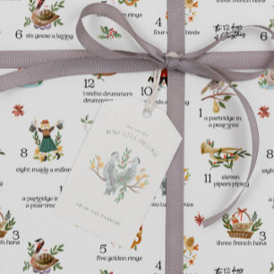 Étiquettes-cadeau Tourterelles 12 Jours de Fête de Noël