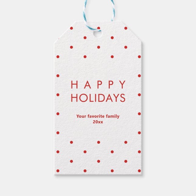 Étiquettes-cadeau Tous les points rouges Joyeux jours fériés (Devant)