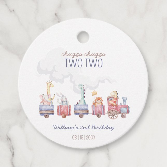 Étiquettes Cadeau Toy Train All Aboard Anniversaire invitation, Zoo  (Devant)