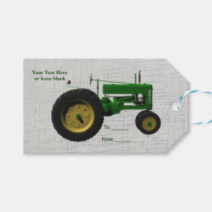 Étiquettes-cadeau Tracteur de cour de ferme rustique pays blanc bois