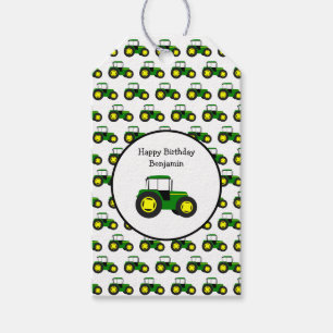 Étiquettes-cadeau Tracteurs verts personnalisés