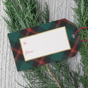 Étiquettes-cadeau Tradition Plaid Noël