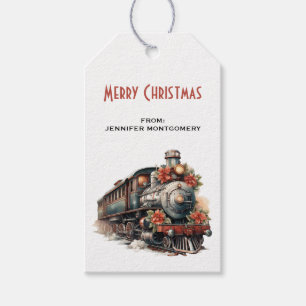 Étiquettes-cadeau Train à vapeur vintage Noël traditionnel