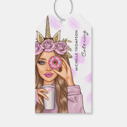 Étiquettes-cadeau Traiteur Licorne Rose Fantaisiste Dame