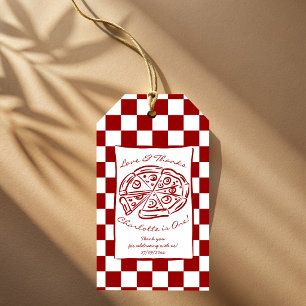 Étiquettes-cadeau Tranche de pizza italienne rouge à carreaux, cadea