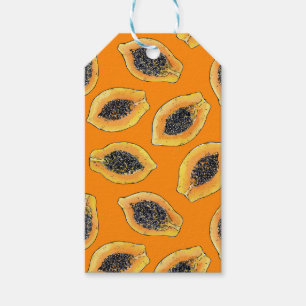 Étiquettes-cadeau Tranches de Papaya sur orange