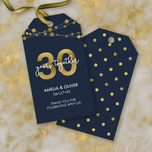 Étiquettes-cadeau Trente ans de mariage Blue Strings of Lights