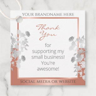 Étiquettes Cadeau Très élégant Floral Blanc et Rose Gold produit