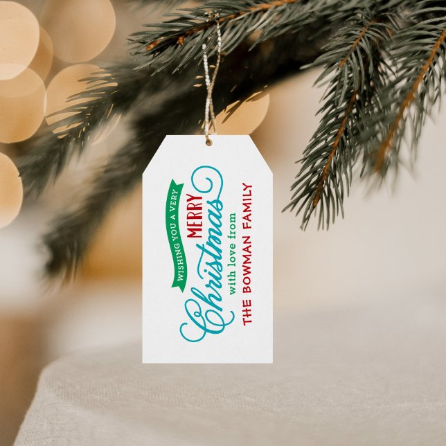 Étiquettes-cadeau Très Joyeux Noël Script Holiday (Créateur téléchargé)
